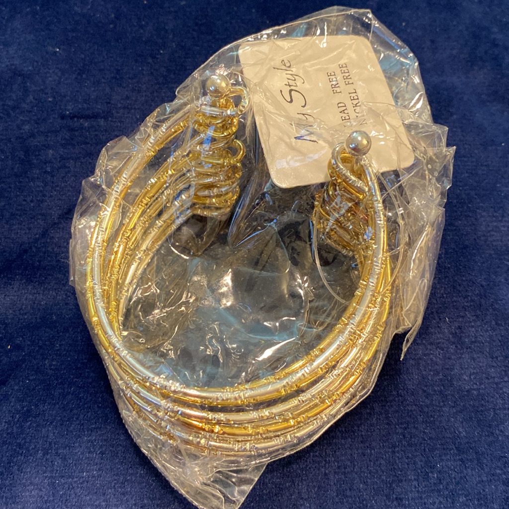 My Style 12pc Two-Tone Open Bangle Bracelet Plated Metal Hand Cuff 2 Tone